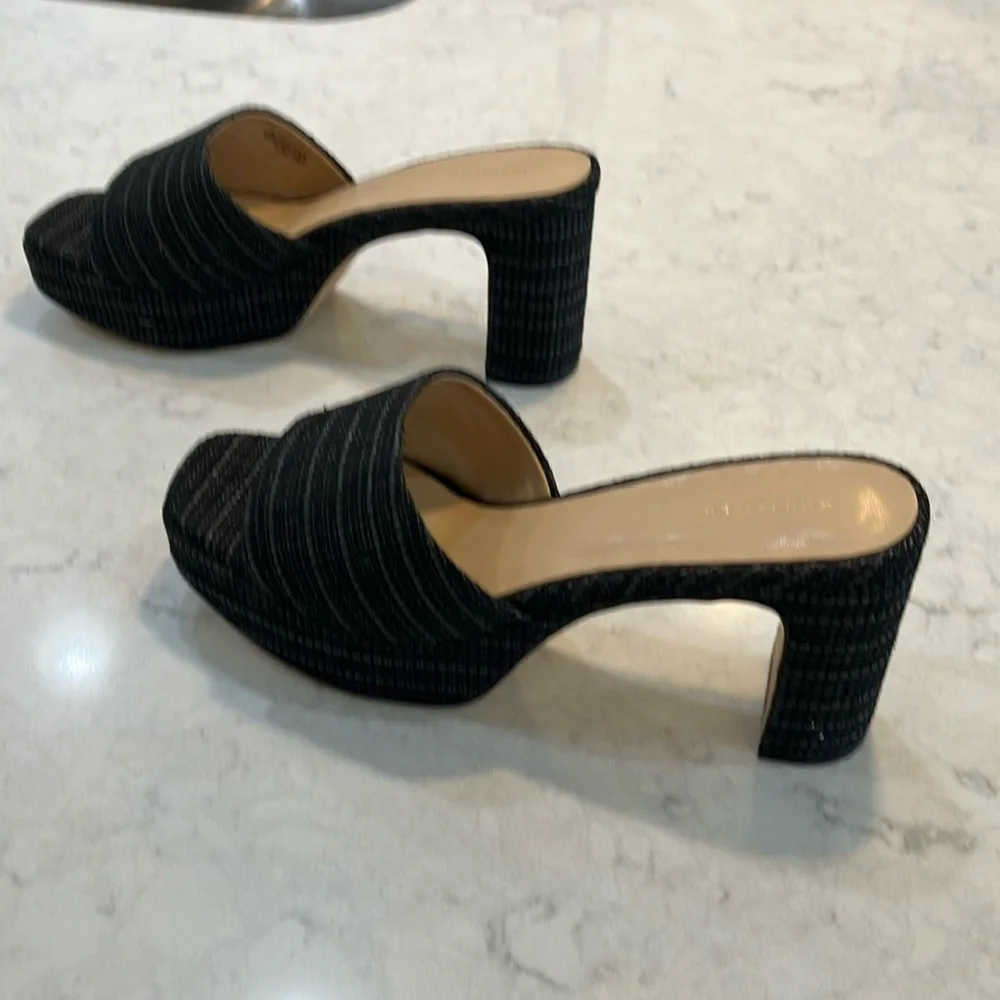 Ann Taylor Raffia Platform Mule‎ Sandals Black Sz 9.5- NIB